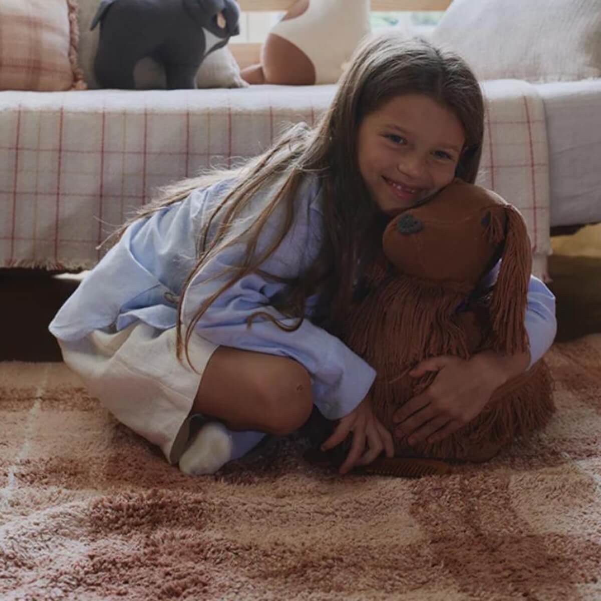 Waschbarer Teppich 140x190cm TARTAN Wouf wouf Lorena Canals rose