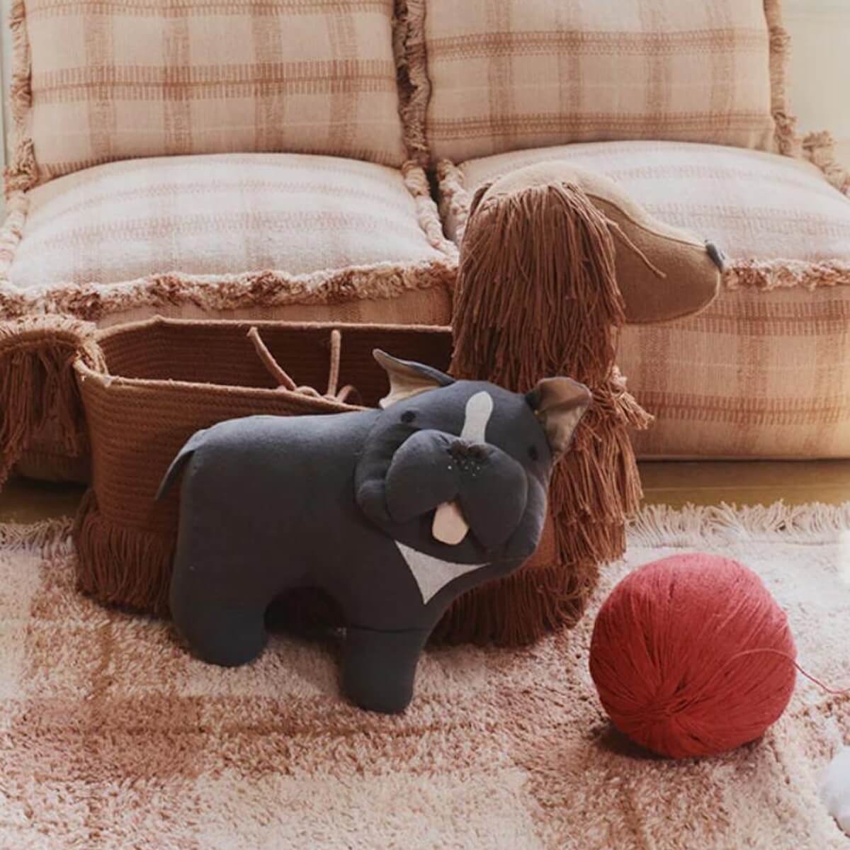 Waschbarer Teppich 140x190cm TARTAN Wouf wouf Lorena Canals rose