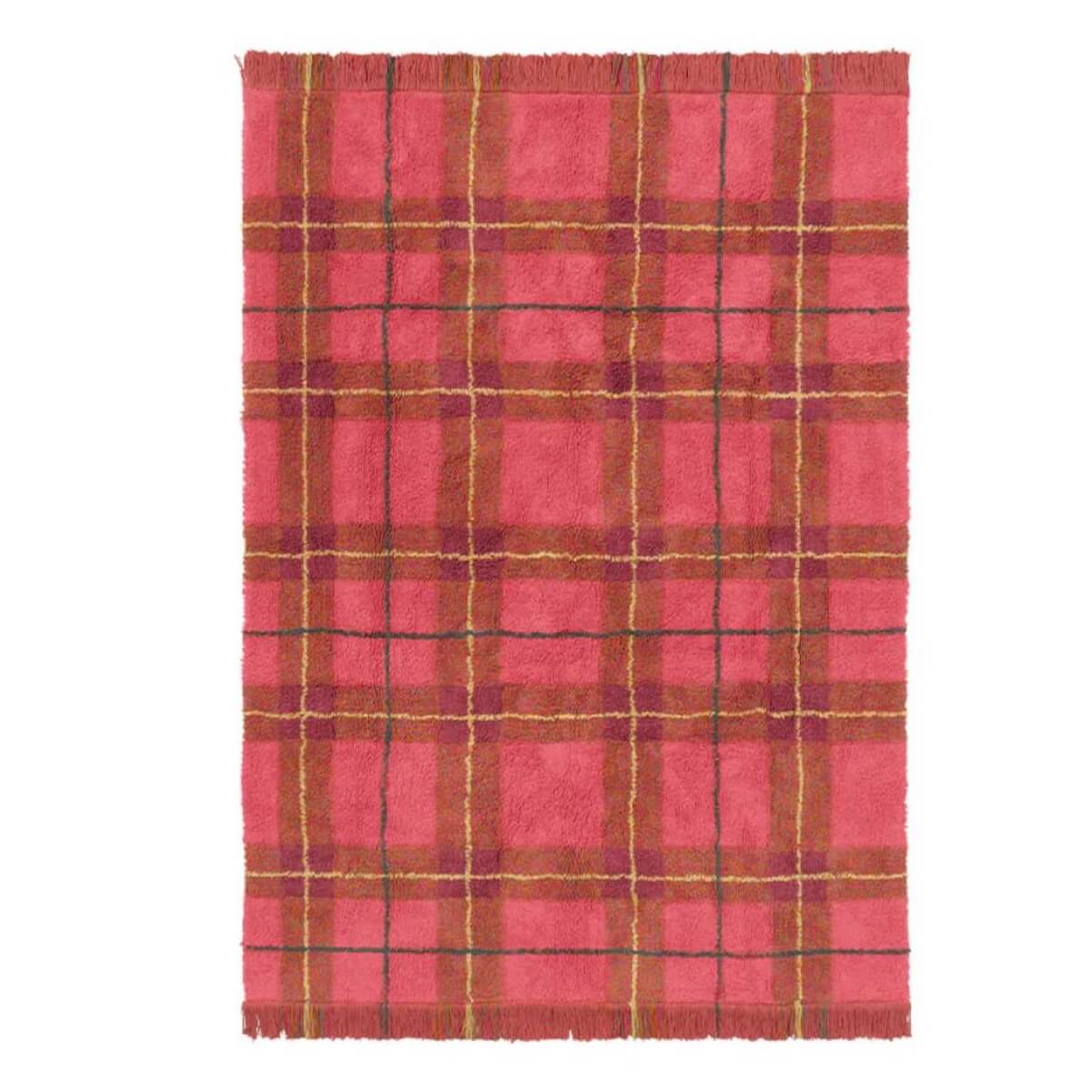 Waschbarer Teppich 90x120cm TARTAN Vintage Wouf wouf Lorena Canals red