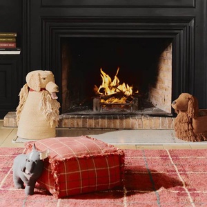 Waschbarer Teppich 90x120cm TARTAN Vintage Wouf wouf Lorena Canals red