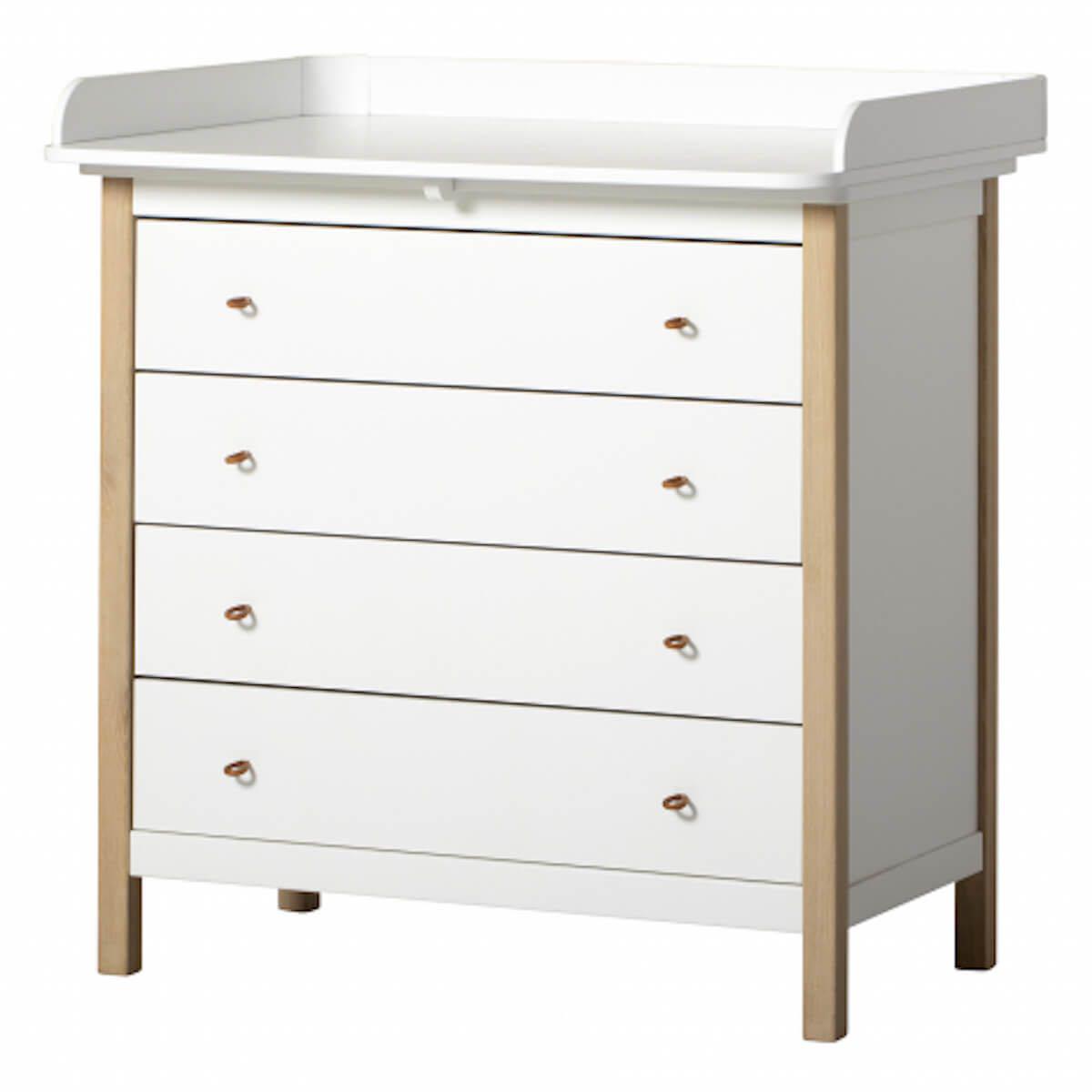 Wickelaufsatz Kommode 4 Schubladen WOOD Oliver Furniture weiß
