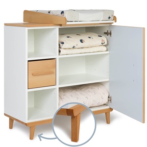 Wickelkommode 1 Tür 3 Nischen NADO Retro Buche sky blue