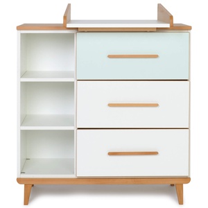 Wickelkommode 3 Schubladen 3 Nischen NADO Retro Buche mint-white