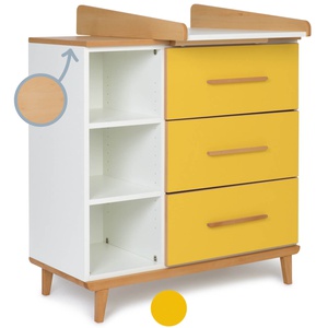 Wickelkommode 3 Schubladen 3 Nischen NADO Retro Buche sunshine yellow