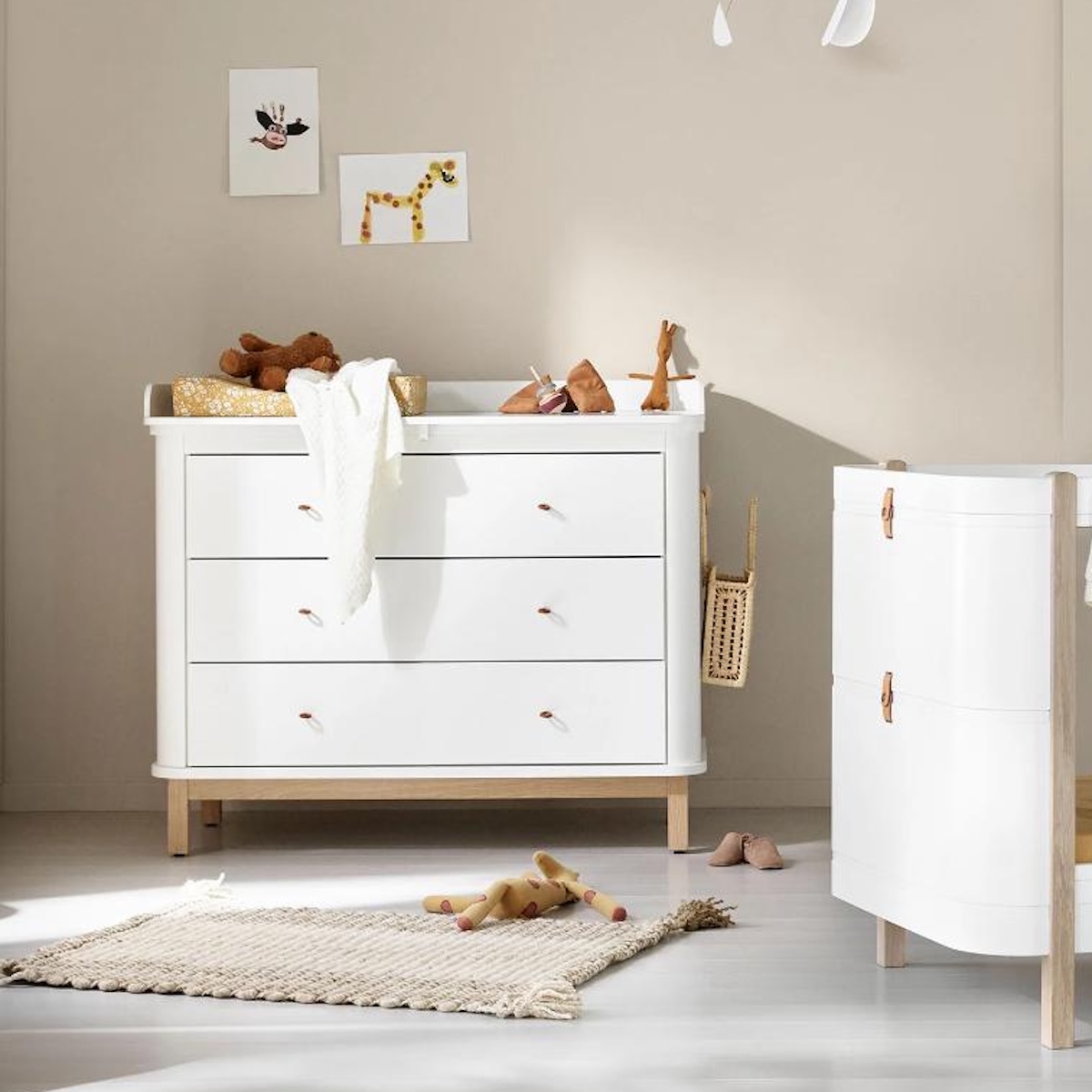 Wickelkommode mit 3 Schubladen WOOD Oliver Furniture weiß Eiche