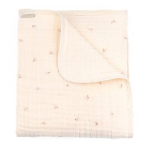 Wiegendecke 100x75cm Nuvola Bamboom oliven rosa