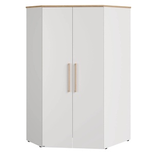 Winkelschrank 2T, 2 Ports, 4 Etagen, 2 große Etagen, 2 große Kleiderstangen, kann mit der rechten oder der linken Kante gebaut werden. OSCAR Paidi Eiche Nebraska / weiß