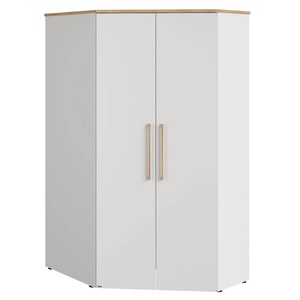 Winkelschrank 2T, 2 Ports, 4 Etagen, 2 große Etagen, 2 große Kleiderstangen, kann mit der rechten oder der linken Kante gebaut werden. OSCAR Paidi Eiche Nebraska / weiß
